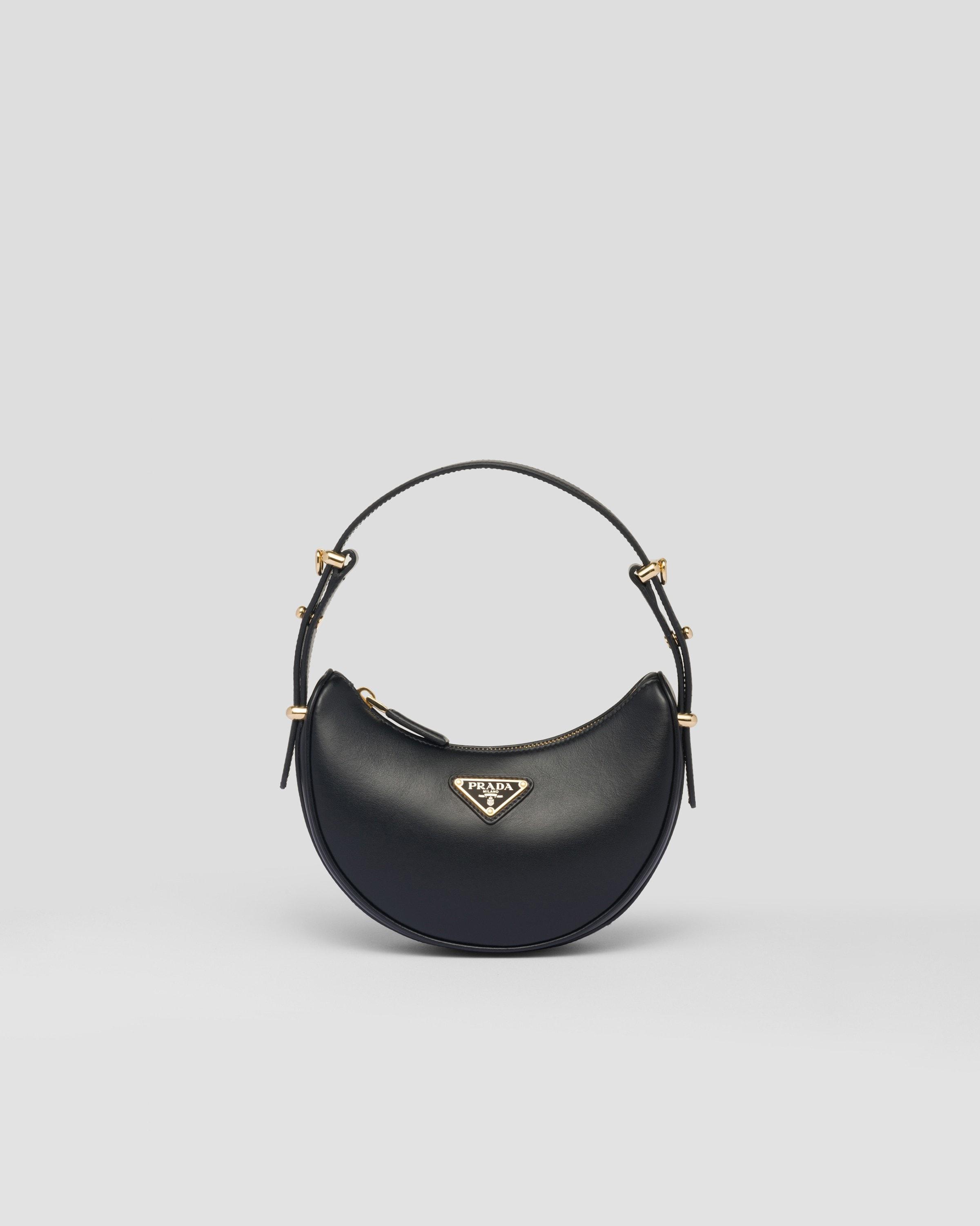 PRADA Arqué Leather Mini Shoulder Bag In Black Product Image