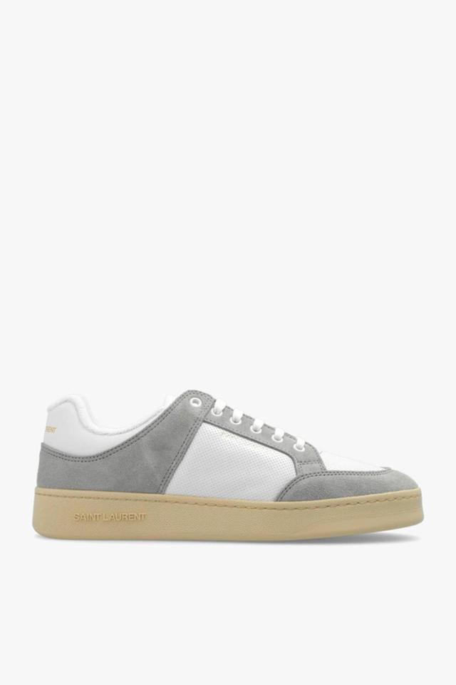 SAINT LAURENT Sl61 Low-top Leather And Suede Trainers In Blanc Optique Paris Roof Product Image