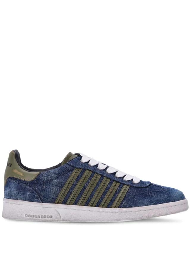 DSQUARED2 Denim Lace-up Sneakers In Denim Militare Product Image