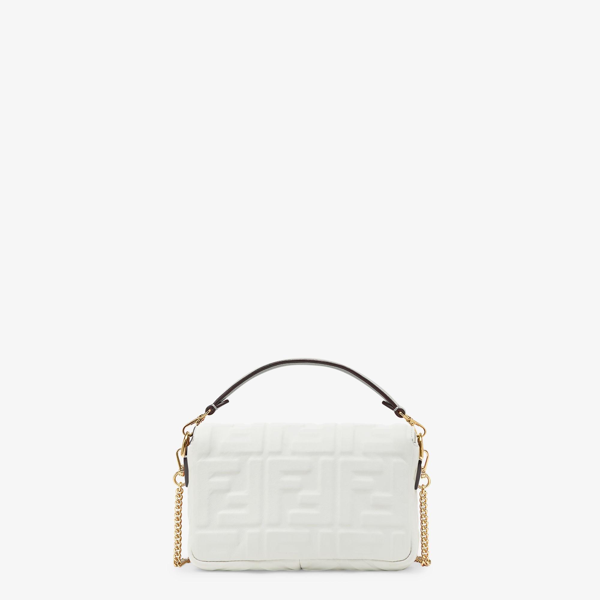 Baguette MiniWhite nappa leather bag with FF motif Product Image