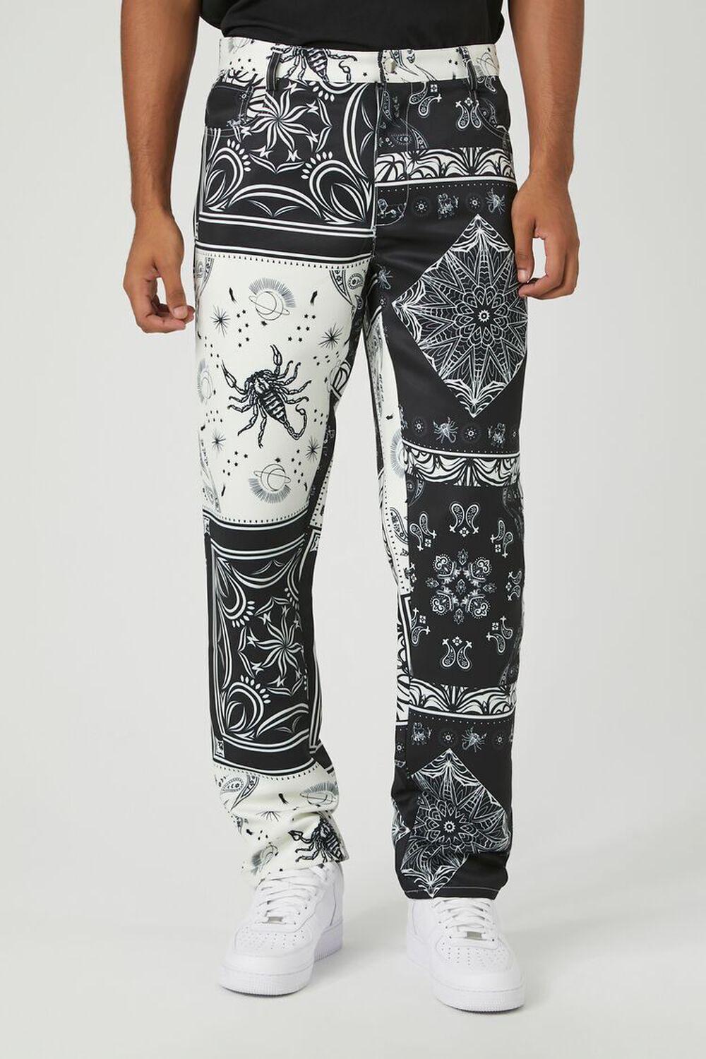 Satin Paisley Print Slim-Fit Pants | Forever 21 Product Image