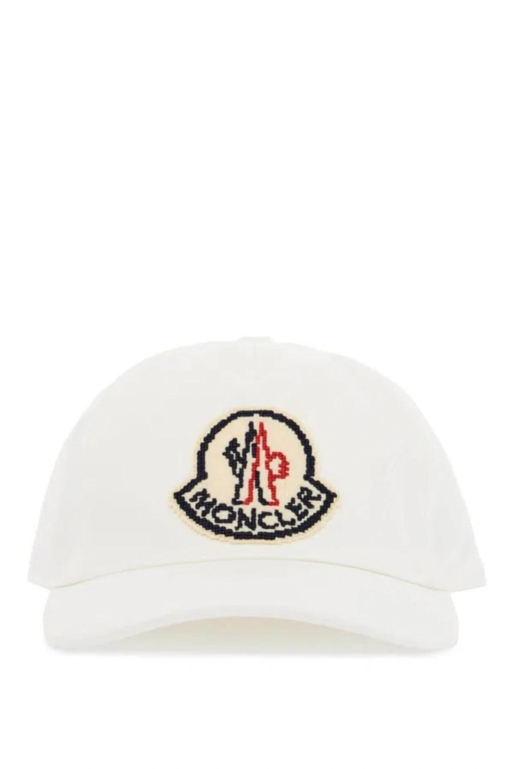 Baseball Cap With Felt Logo Embroidered On In White Product Image