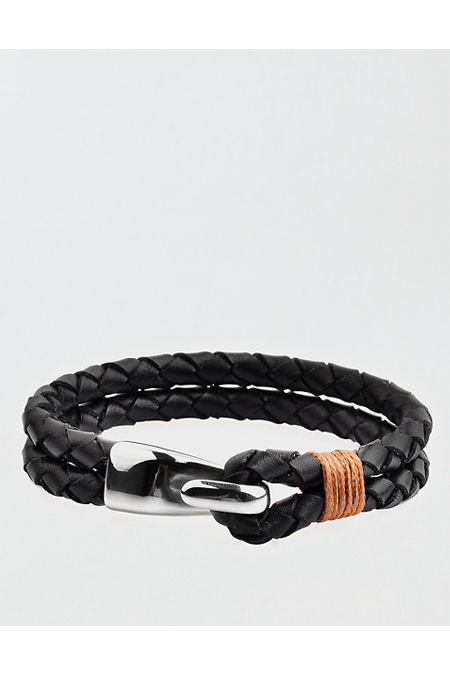 West Coast Jewelry Stainless Steel Braided Leather Bracelet Mens Product Image