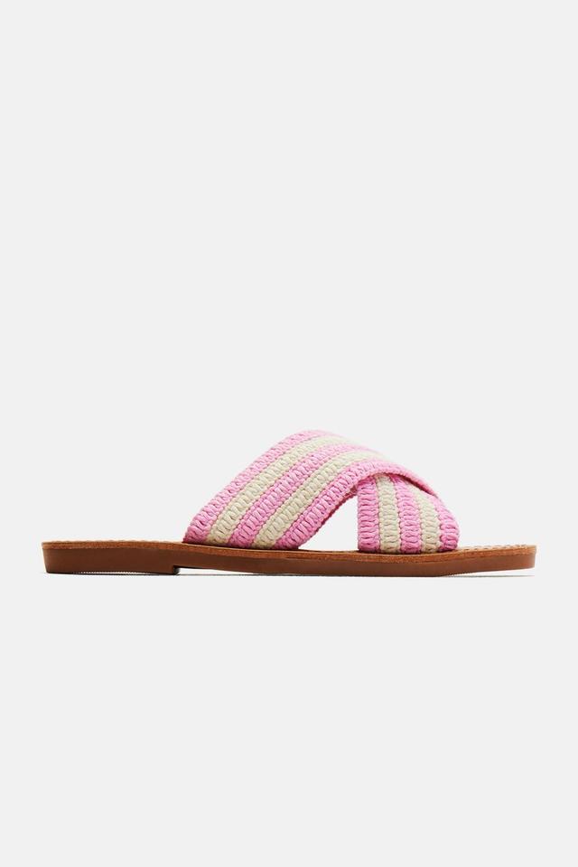 More To It Crochet Flat Sandals - Pink Product Image