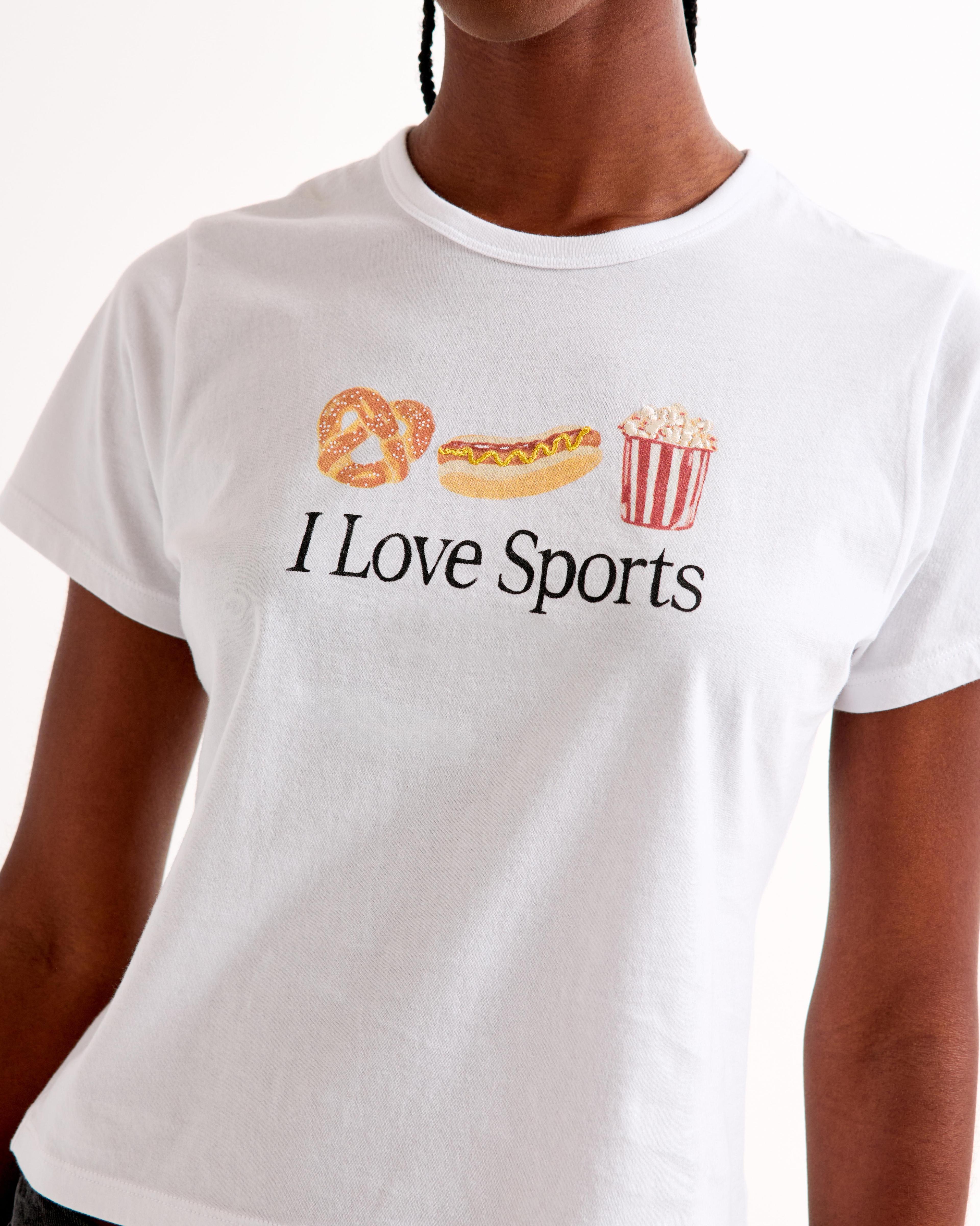 Short-Sleeve I Love Sports Graphic Skimming Tee Product Image