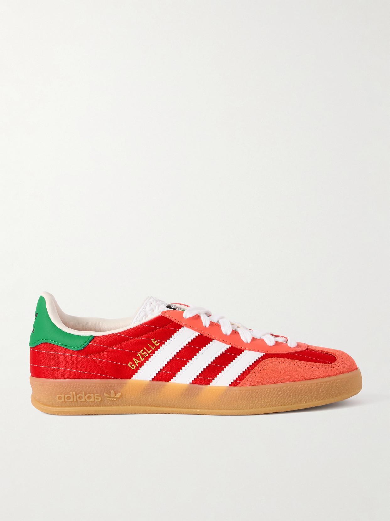 ADIDAS ORIGINALS Gazelle Indoor Leather-trimmed Suede Sneakers In Better Scarlet / Ftw Product Image