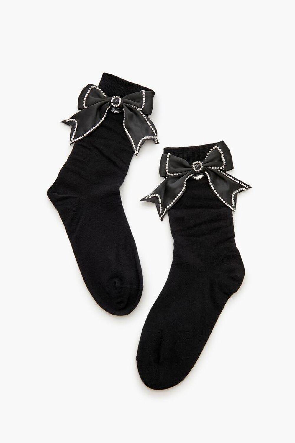 Rhinestone Bow Crew Socks | Forever 21 Product Image