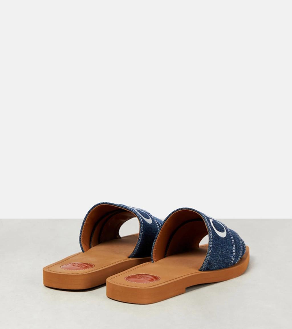 CHLOÉ Woody Flat Mule In Blue Product Image