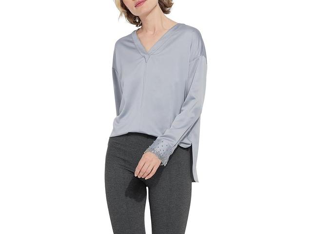 Lysse Iclyn Beaded Satin Top Fog) Women's Blouse Product Image