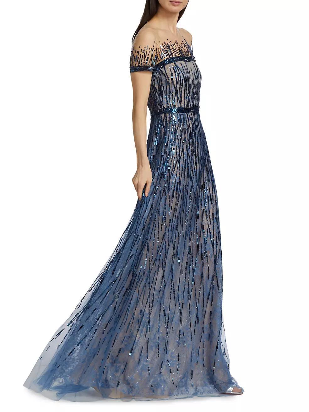 Beaded Lace Illusion Gown Product Image