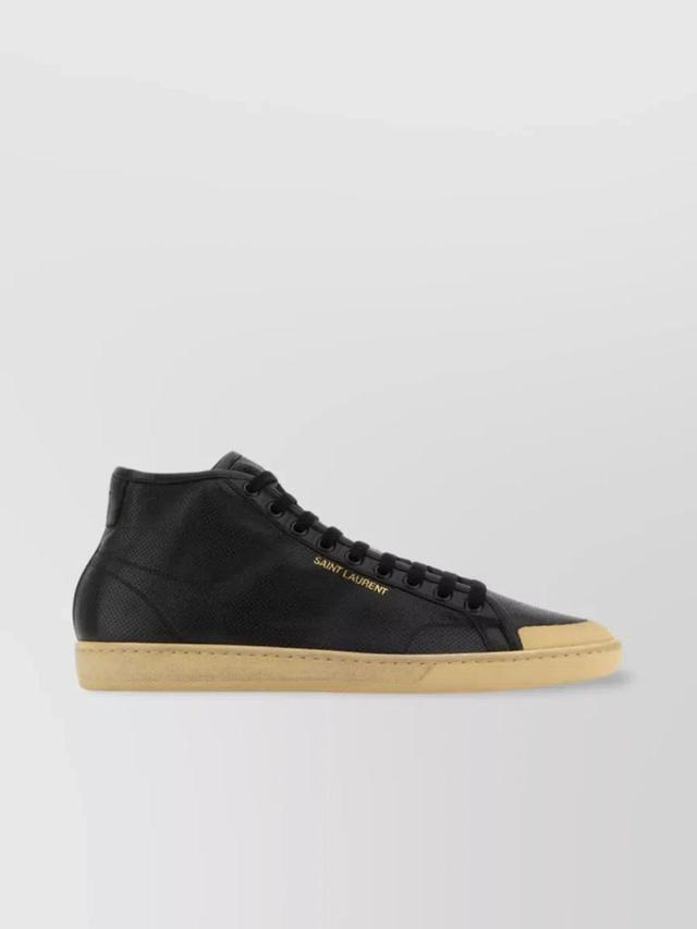 Textured Leather High-top Sneakers In Black Product Image