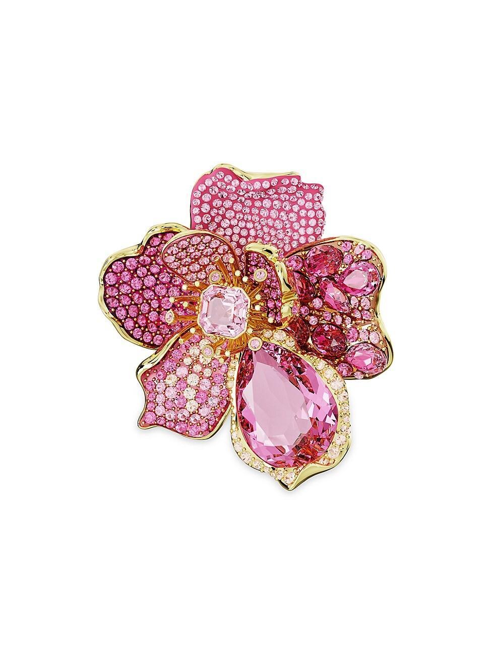 Womens Florere Goldtone & Crystal Flower Cocktail Ring Product Image