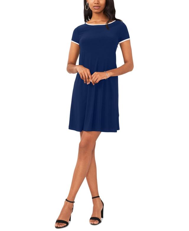 Msk Womens Contrast-Piping Round-Neck Swing Dress Product Image