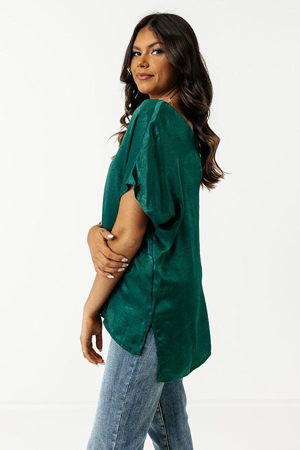 Luxe And Lovely Shift Top In Hunter Green Product Image