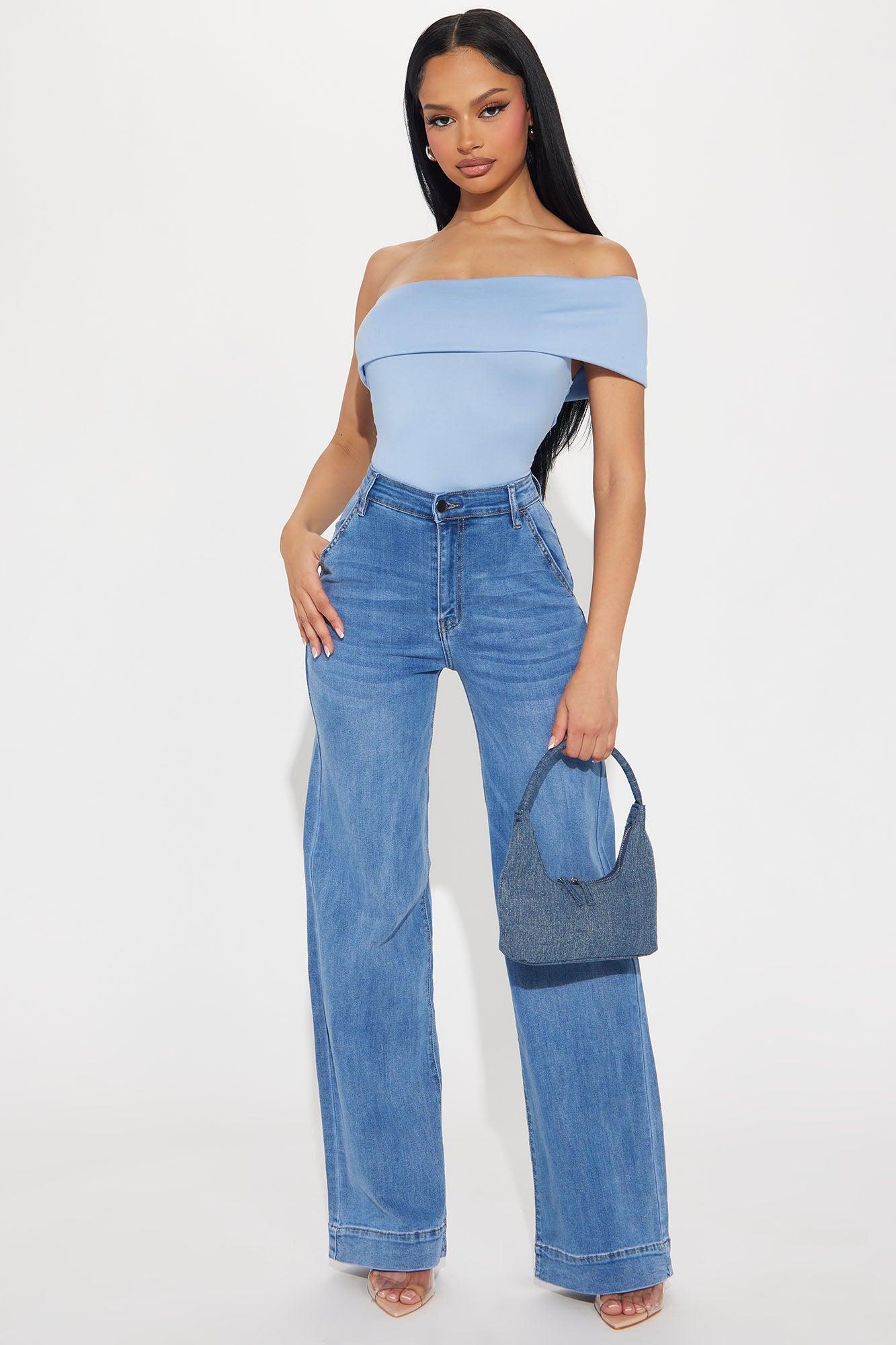 Kendall Off Shoulder Bodysuit - Blue Product Image