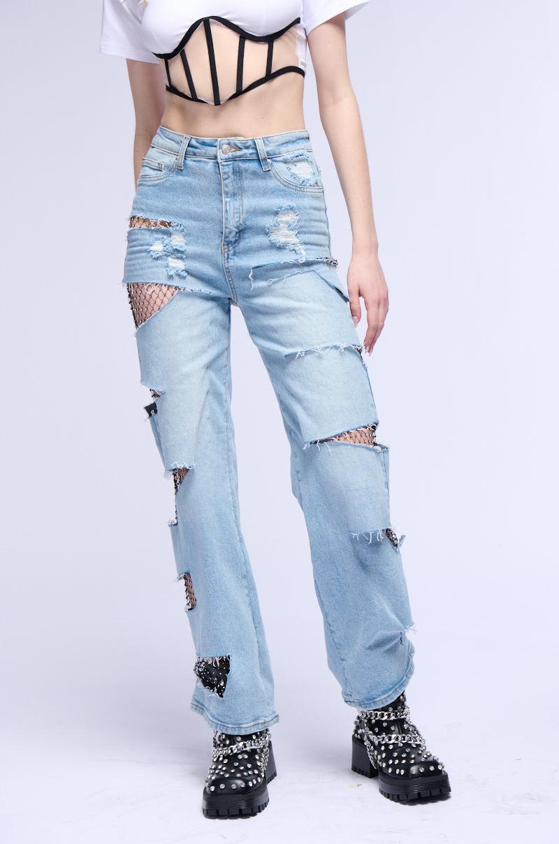 STARSTRUCK RHINESTONE RELAXED JEANS Product Image