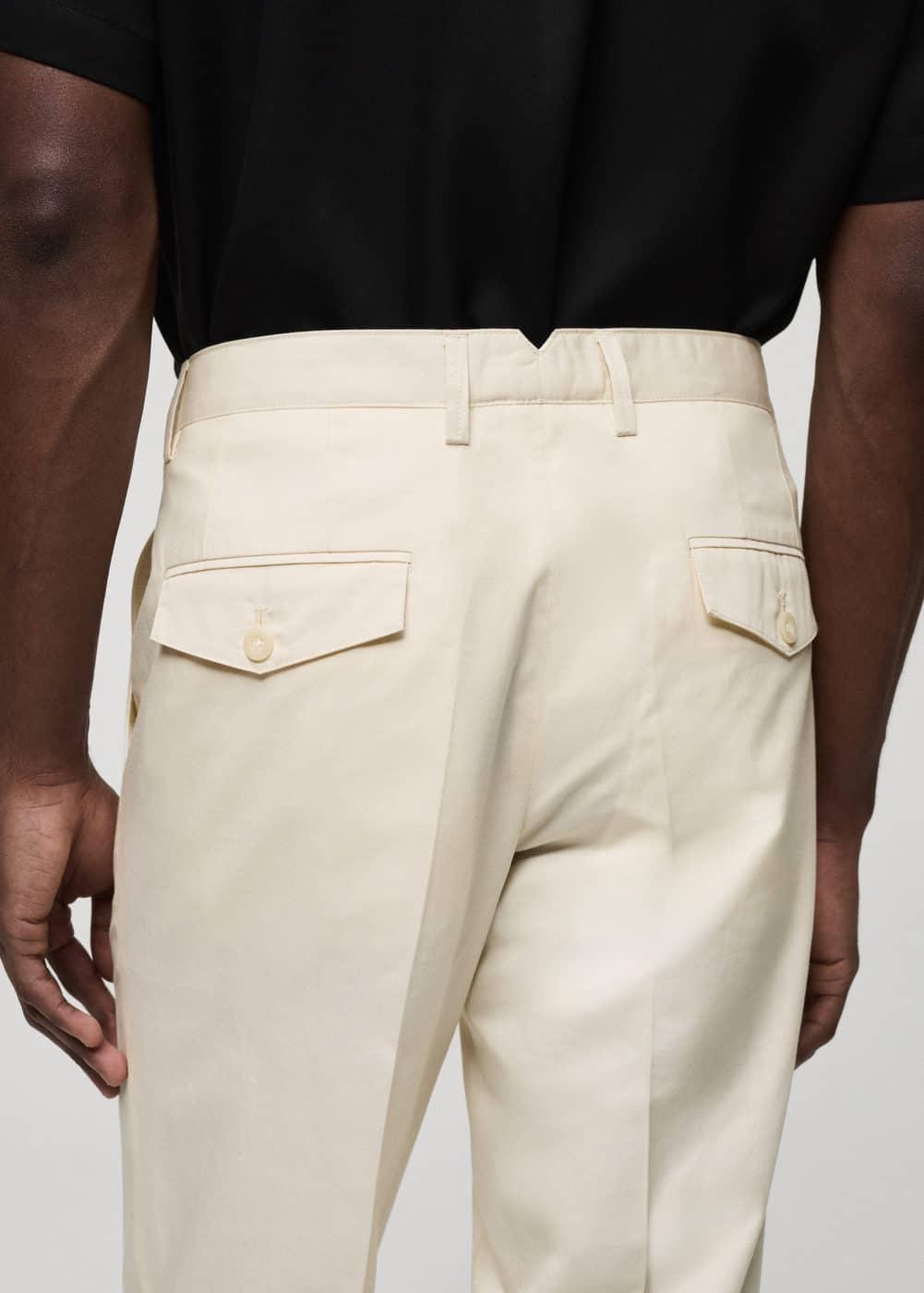 Mango Mens Pleated Cotton Linen Trousers Product Image