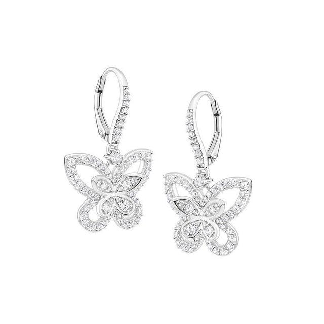 Judy Crowell Sterling Silver CZ Butterfly Leverback Drop Earrings, Womens Product Image