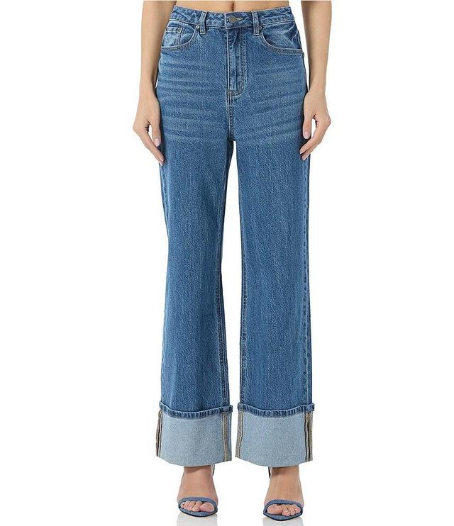 AFRM Denim Kendall Wide Leg Cuff Jeans Product Image