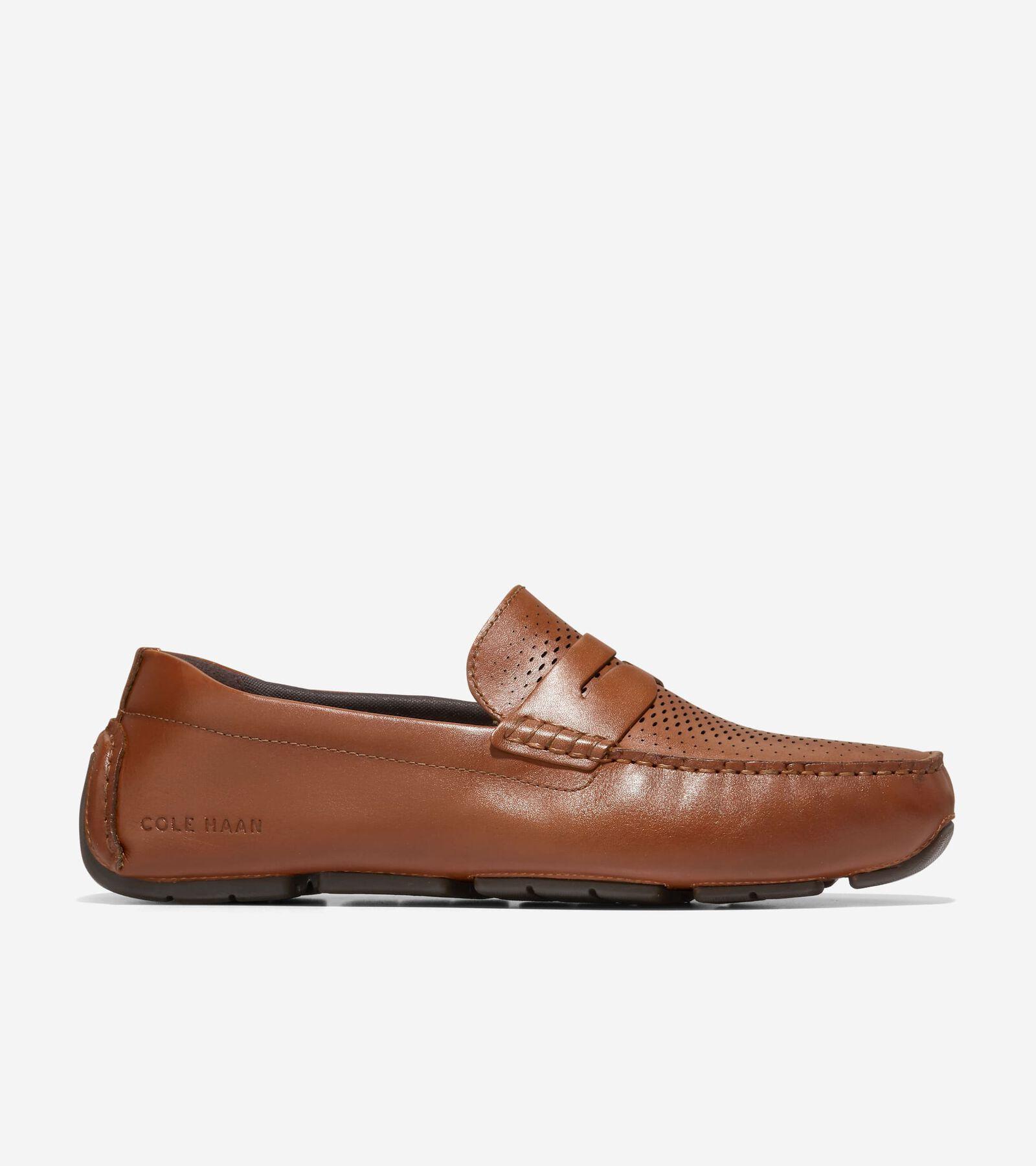 Cole Haan Mens Grand Leather Laser Cut Penny Drivers Product Image