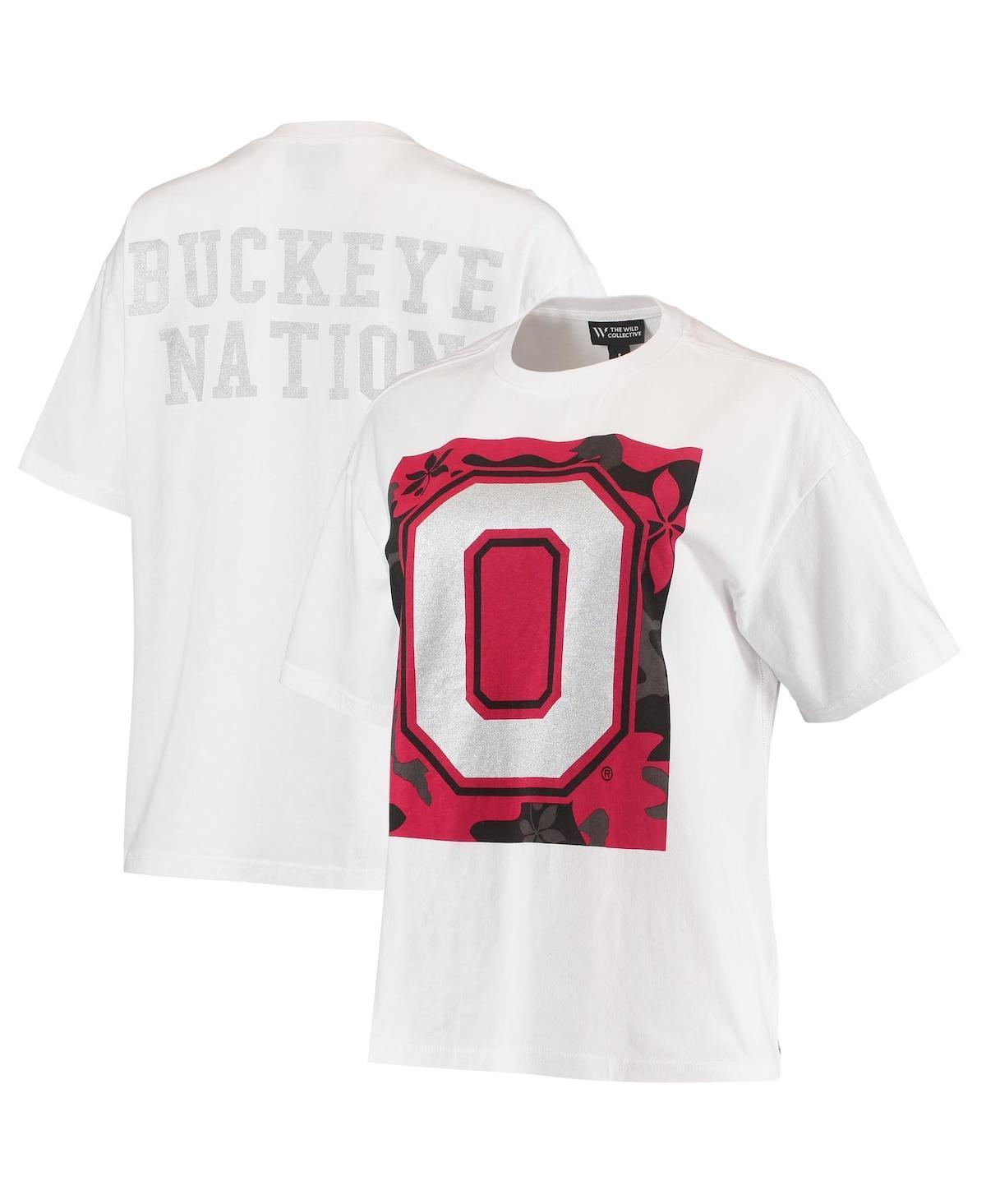 Womens The Wild Collective White Ohio State Buckeyes Camo Boxy Graphic T-shirt Product Image