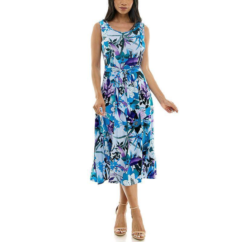 Womens Nina Leonard Print Midi Dress Blue Pink Team Product Image