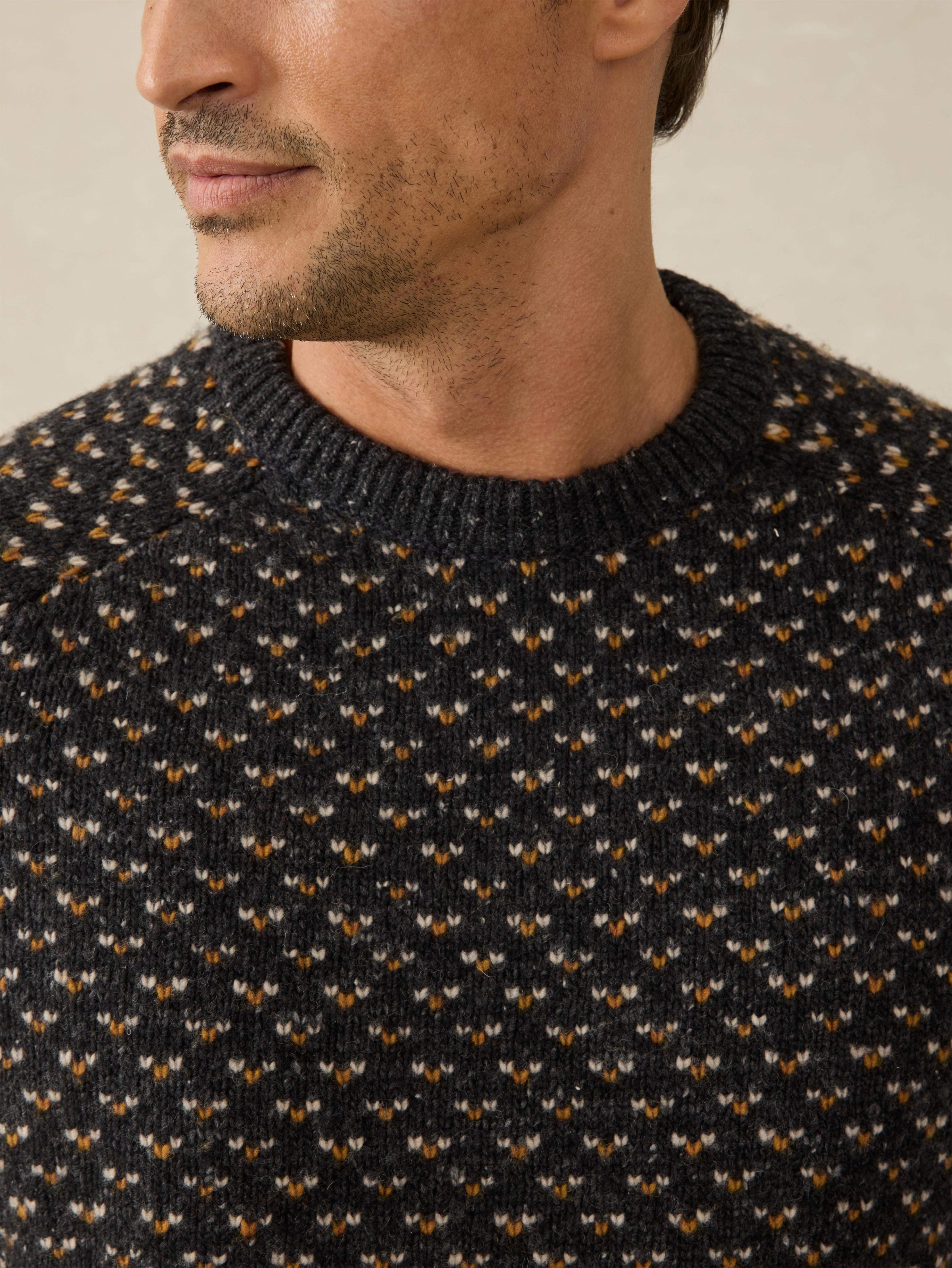 Donegal Crew Sweater - Charcoal Birdseye Marl Male Product Image