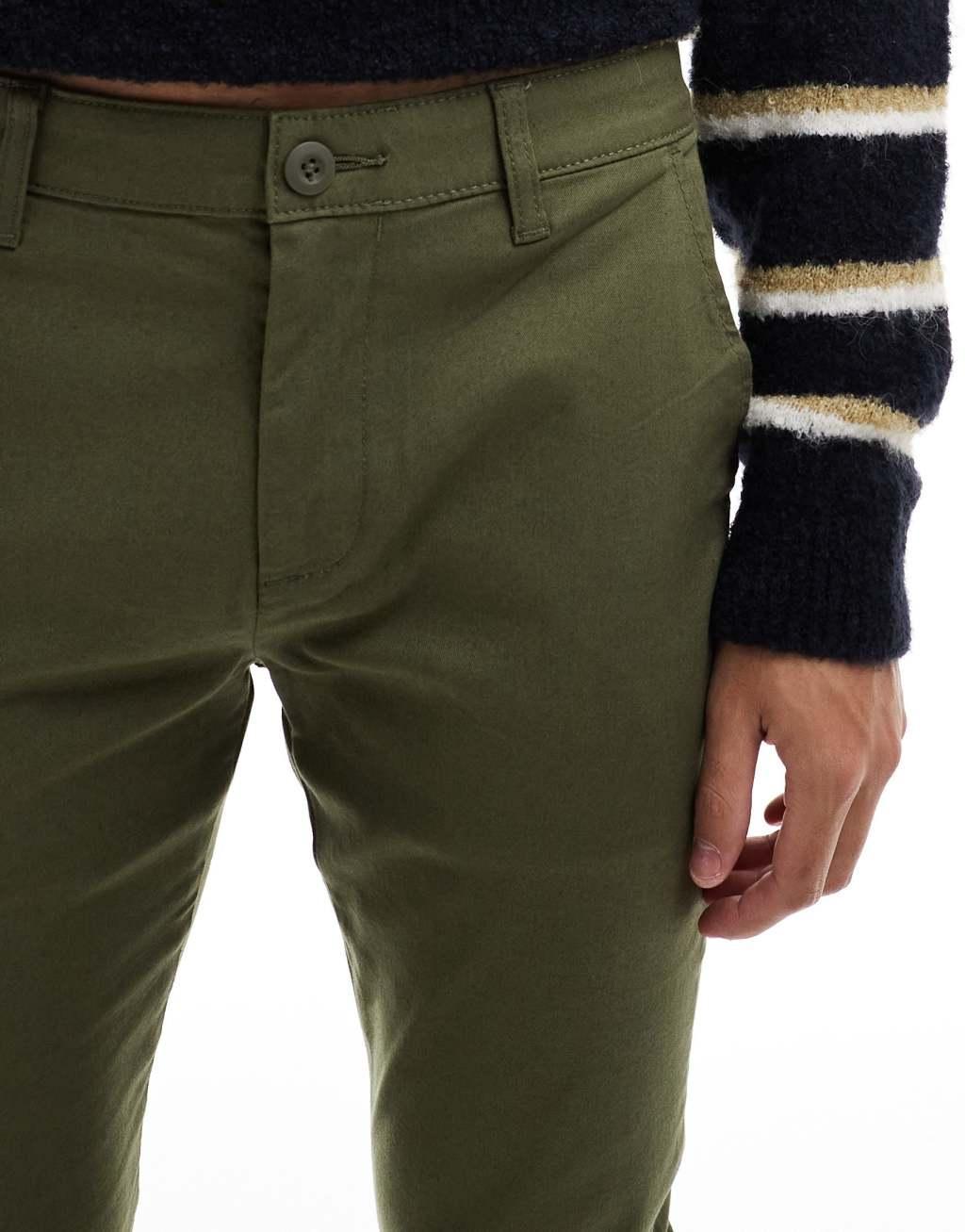 ASOS DESIGN skinny chinos in khaki Product Image