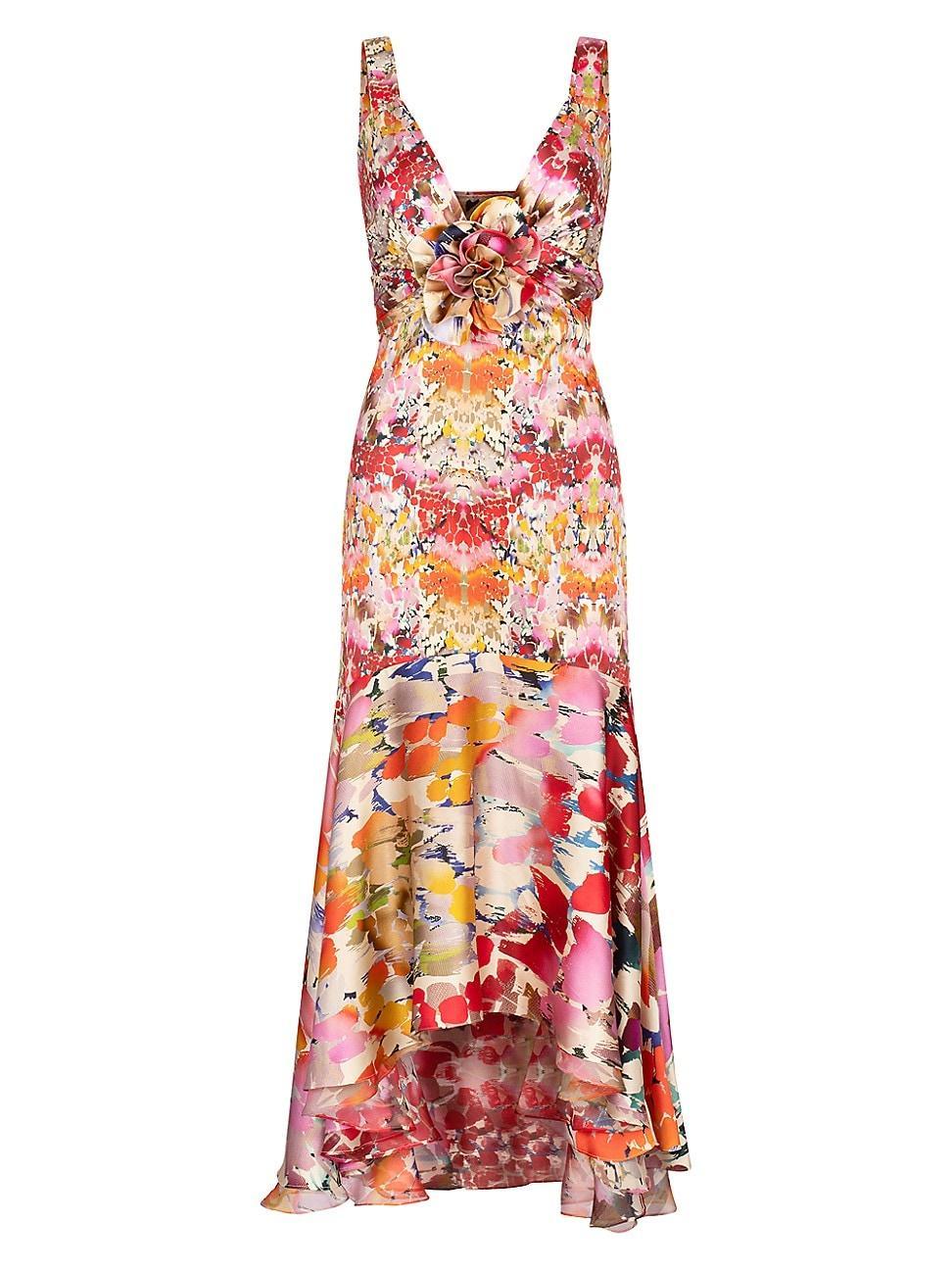 Womens Saskya Floral Stretch-Silk Midi-Dress Product Image