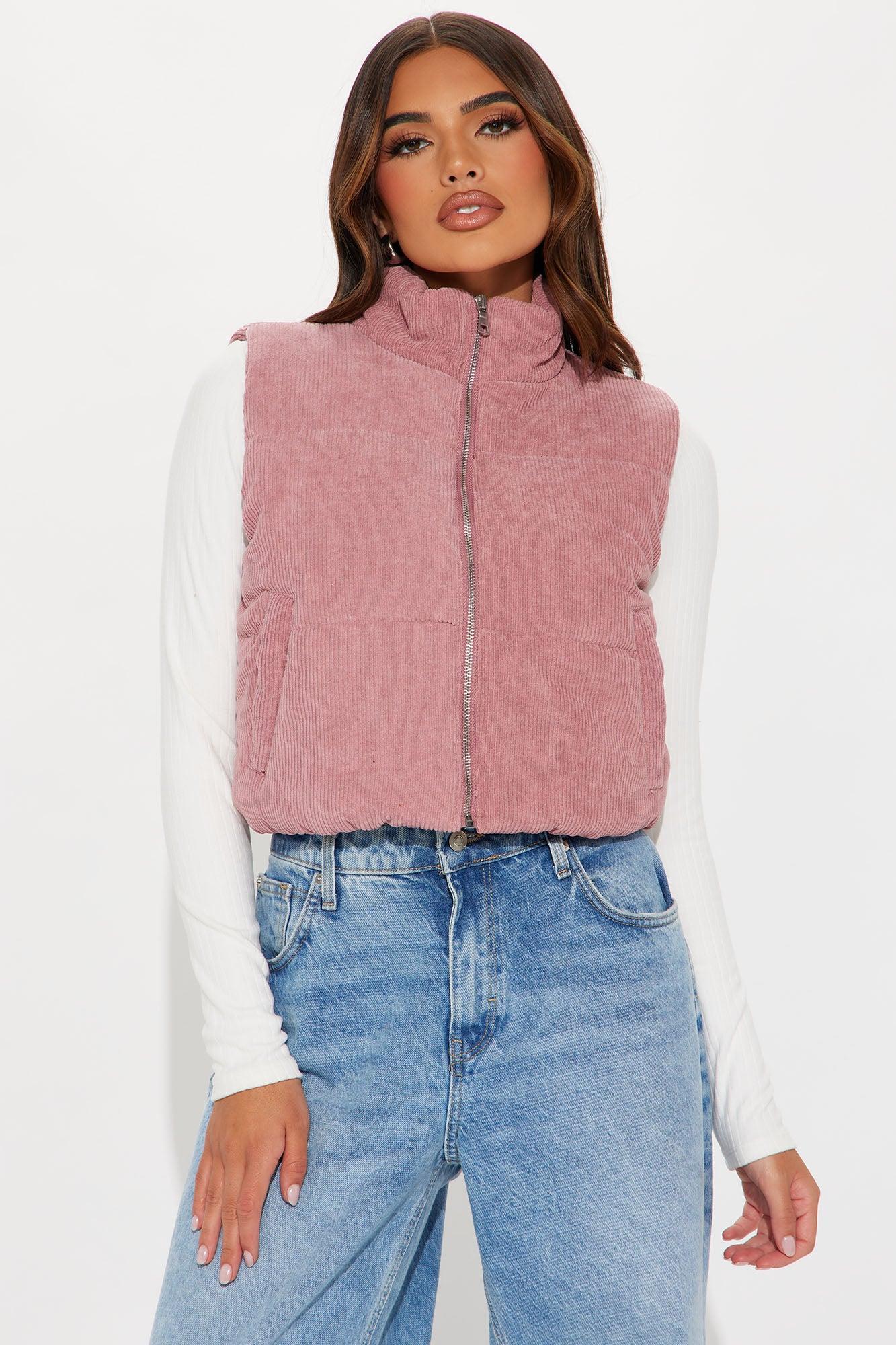 Rosie Corduroy Puffer Vest - Mauve Product Image