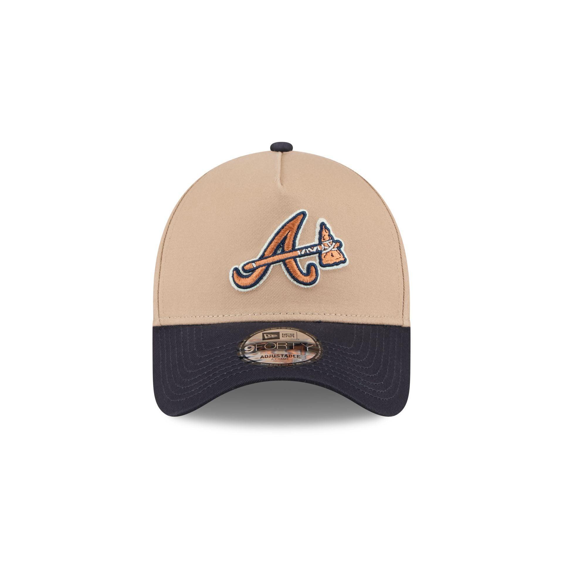 Atlanta Braves Beige Khaki 9FORTY A-Frame Snapback Hat Male Product Image