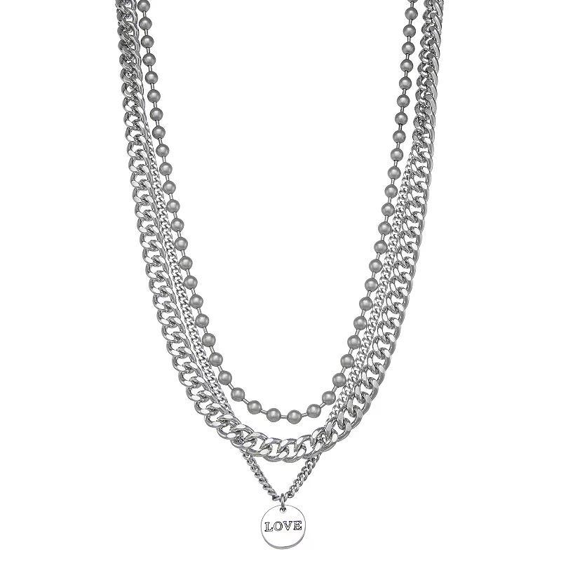 Simply Vera Vera Wang Multi-Row Love Pendant Necklace, Womens, Silver Tone Product Image