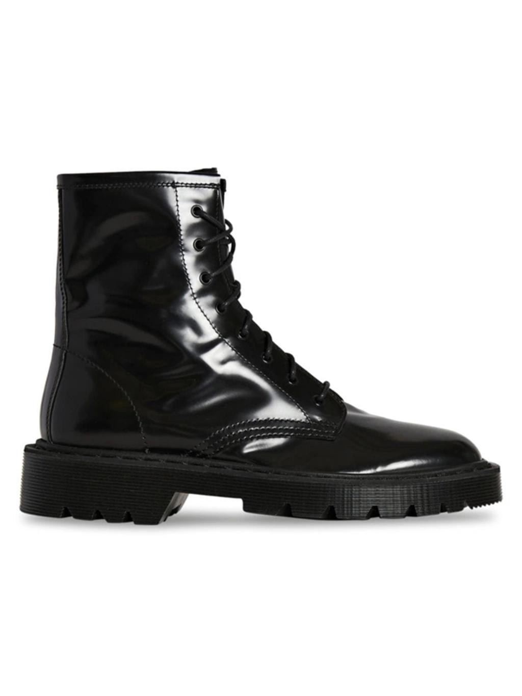 THE ROW Ranger Patent Leather Combat Boots In Black Product Image