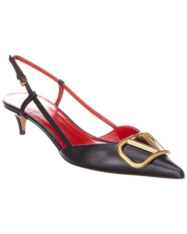 Valentino Vlogo 40 Leather Slingback Pump In Black Product Image