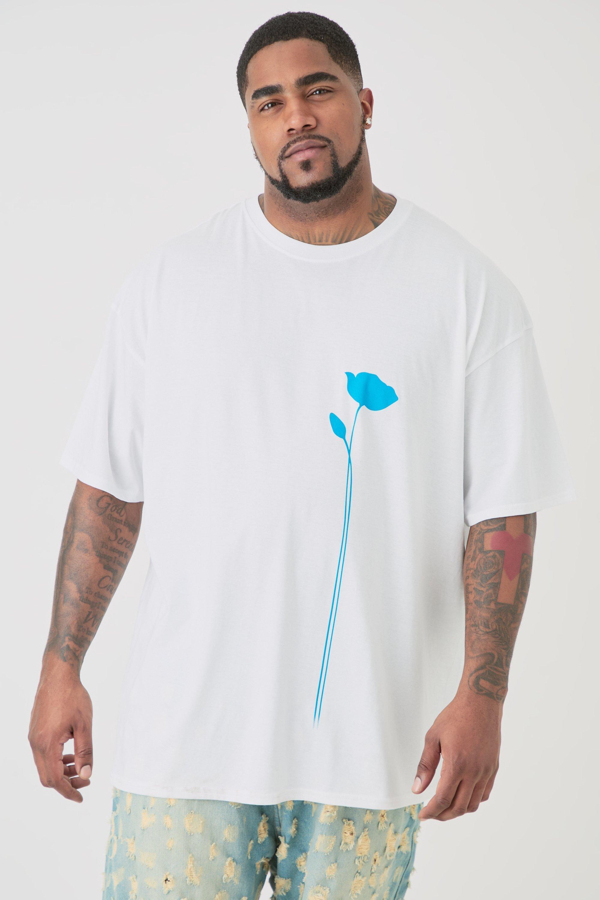 Plus Floral Line Drawing T-shirt | boohooMAN USA Product Image