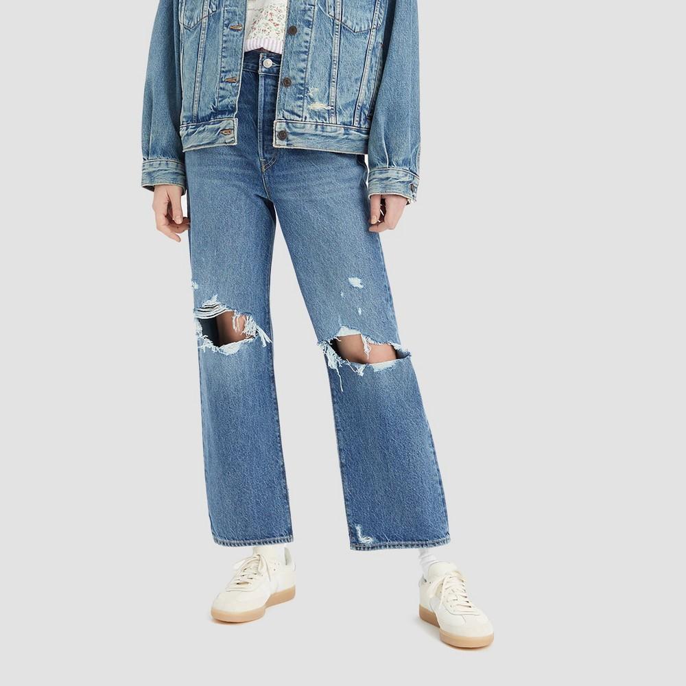 Levis Ribcage High Rise Distressed Ankle Straight Jeans product image