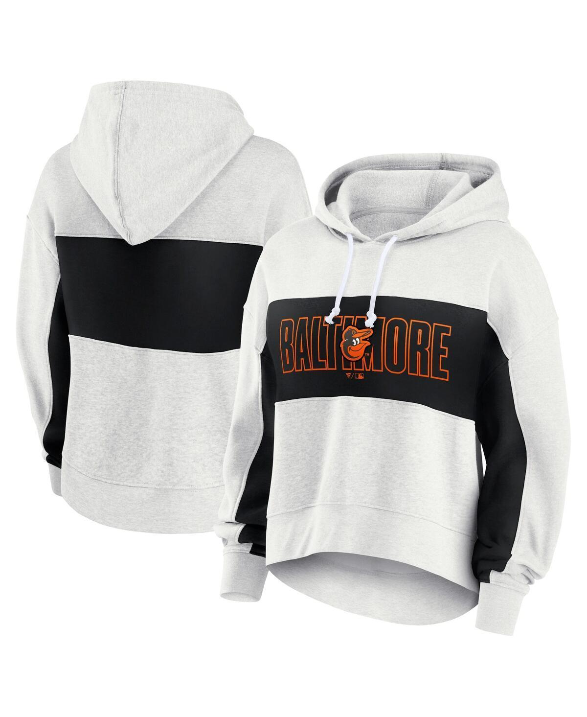 Fanatics Womens Oatmeal Baltimore Orioles Up for It Fleece Pullover Hoodie - Oatmeal Product Image