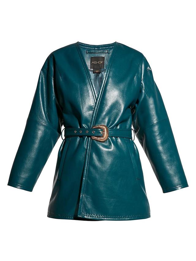 Womens Jasper Recycled Leather Coat Product Image