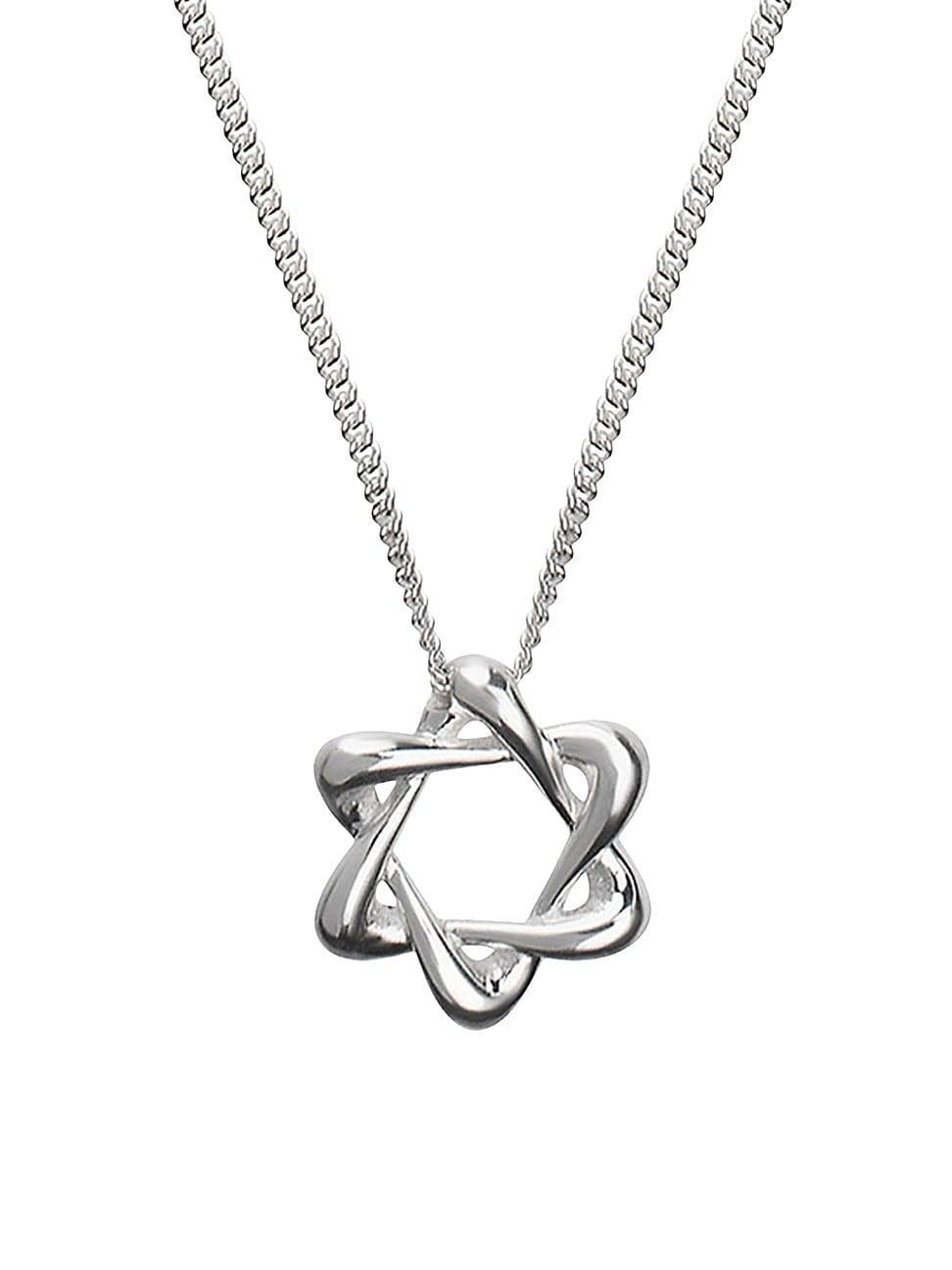 Mens Star of David Sterling Silver Volume Pendant Necklace Product Image