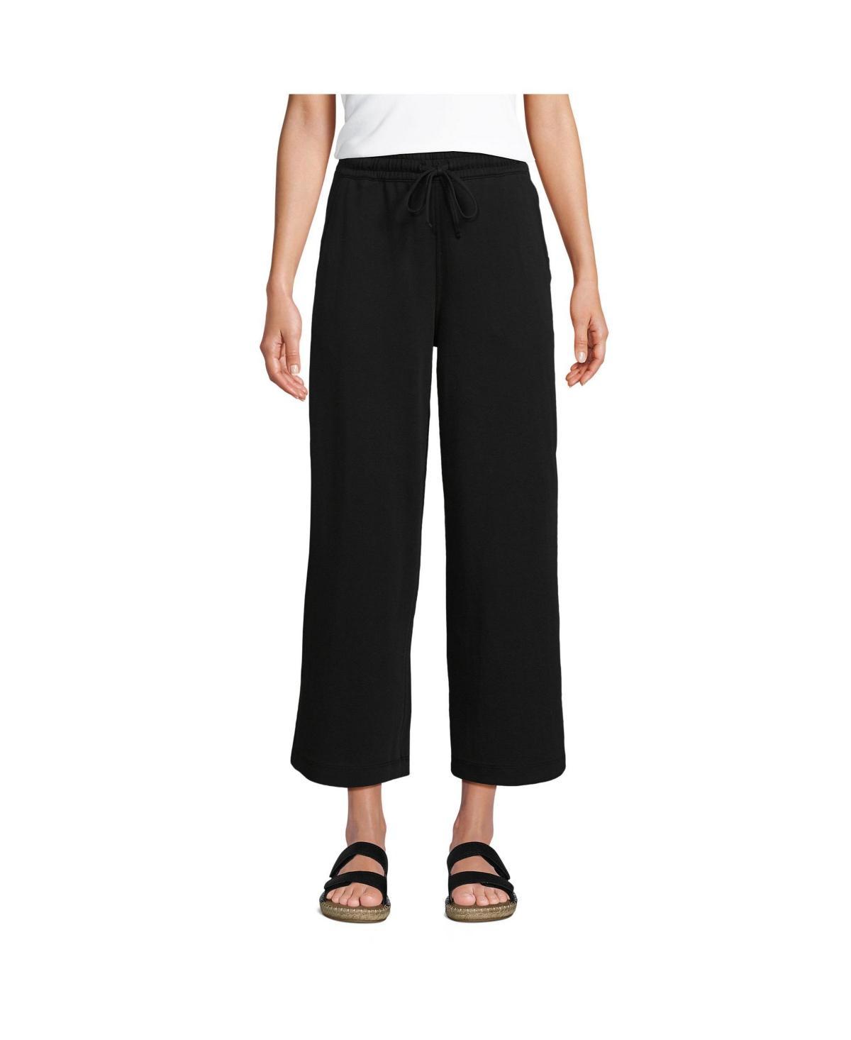 Lands End Womens Tall Sport Knit Elastic Waist Wide Leg Crop Pants Product Image