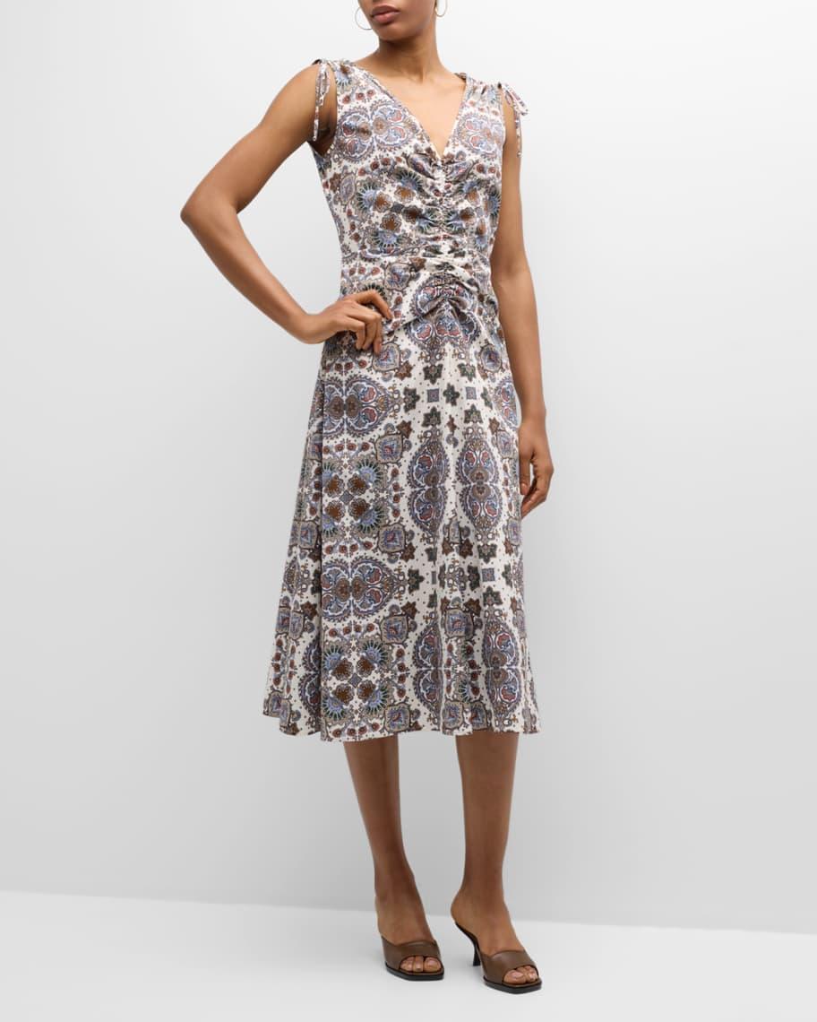 Zia Ruched A-Line Midi Dress Product Image