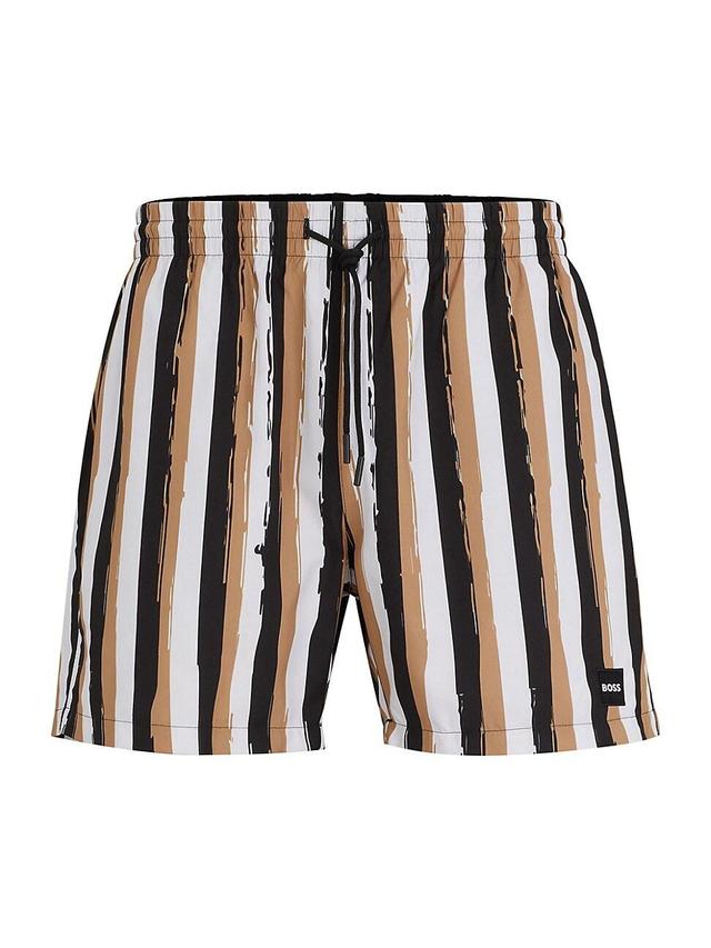 Mens Striped Swim Shorts In Quick-Drying Fabric Product Image