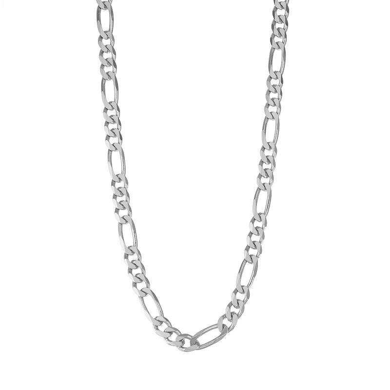 Jordan Blue Mens Sterling Silver Figaro Chain Necklace White Product Image