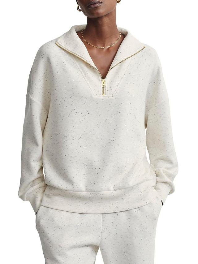 Varley Hawley Half Zip Sweatshirt in Ivory. Size L, S, XL, XS. Product Image