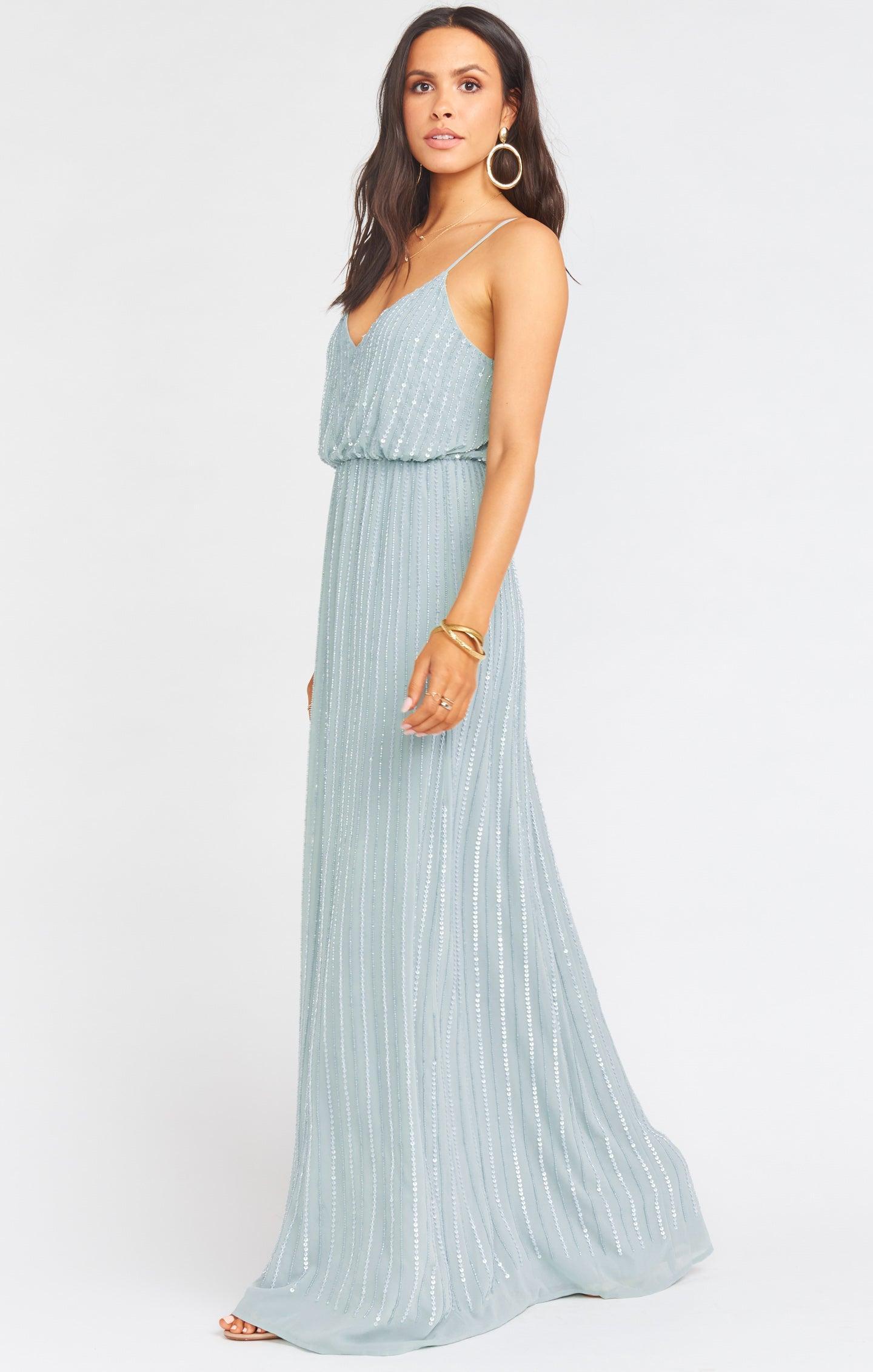 Victoria Maxi Dress ~ Silver Sage Beaded Product Image