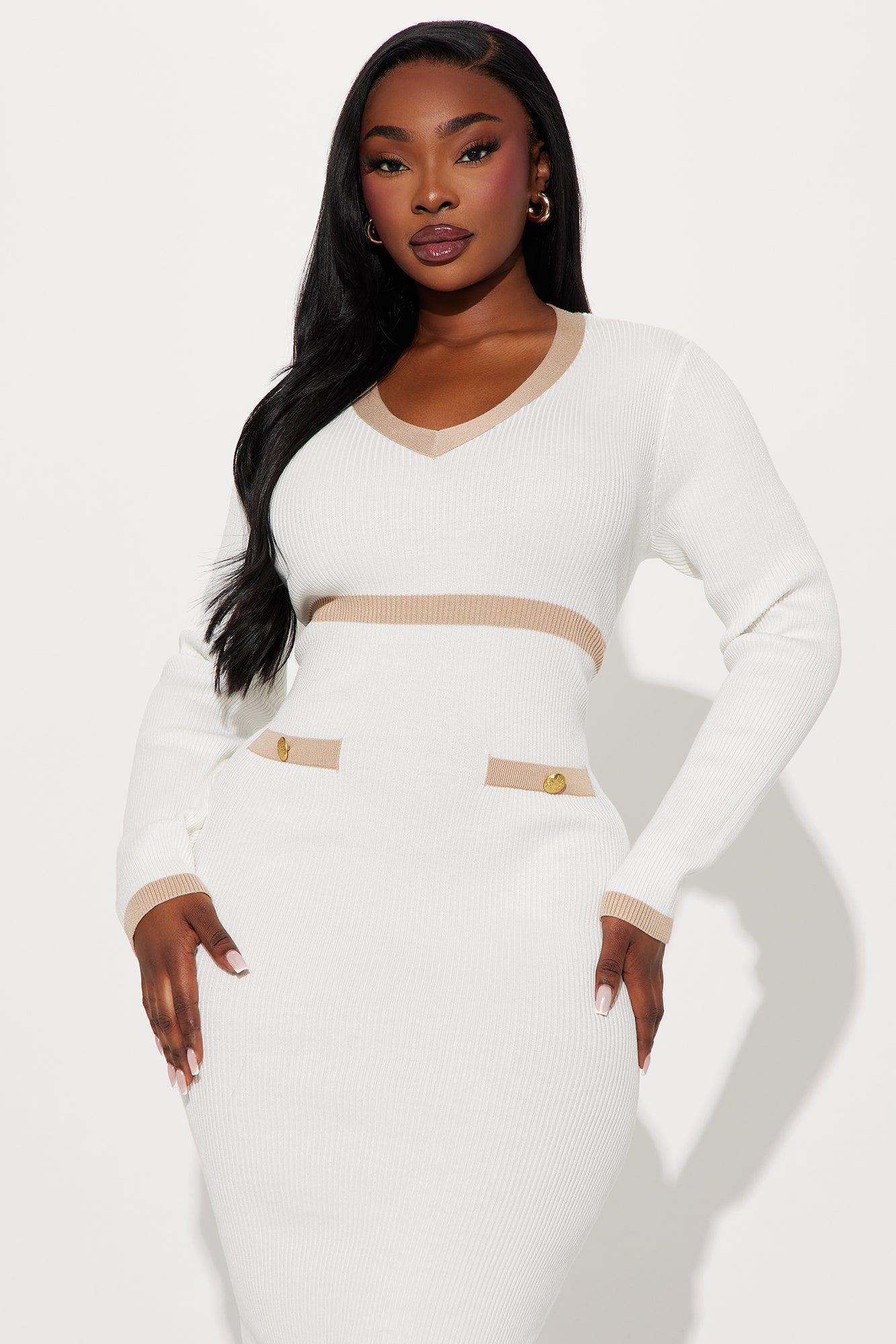 Mimi Sweater Midi Dress - White/combo Product Image