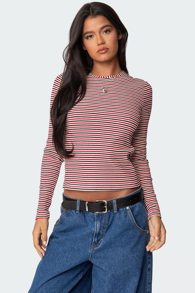 Corina Ribbed Stripey Long Sleeve T Shirt Product Image