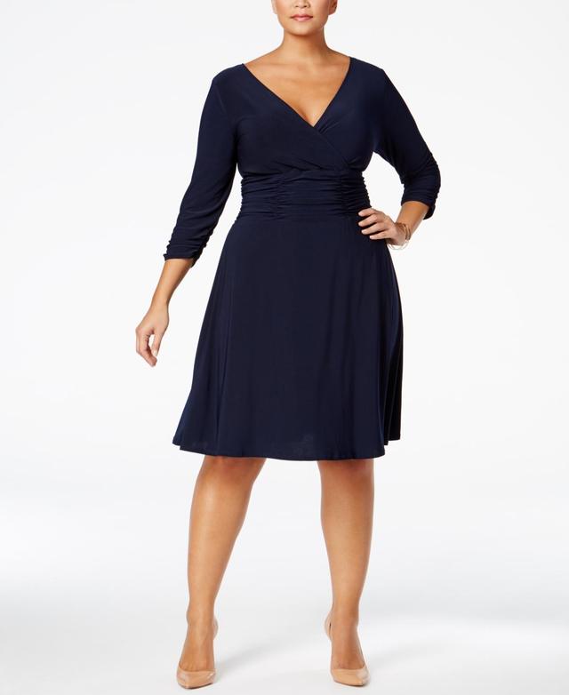 Ny Collection Plus Size Ruched A-Line Dress Product Image