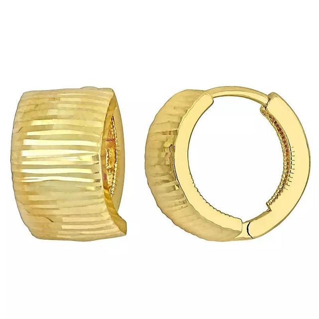 Stella Grace 14k Gold Ribbed Huggie Earrings, Womens Product Image