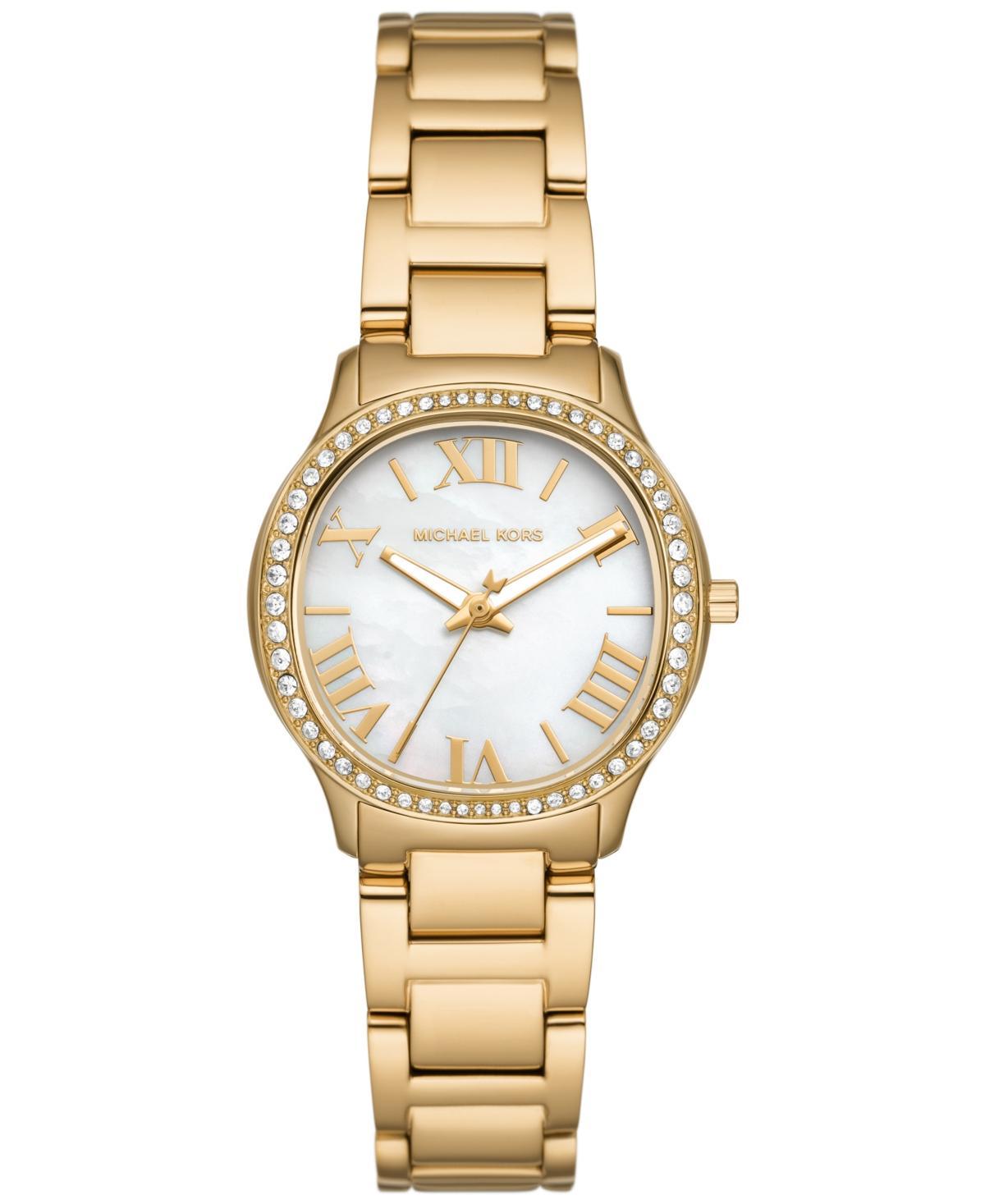 Michael Kors Womens Crystal Sage Three-Hand Gold Tone Stainless Steel Bracelet Watch Product Image